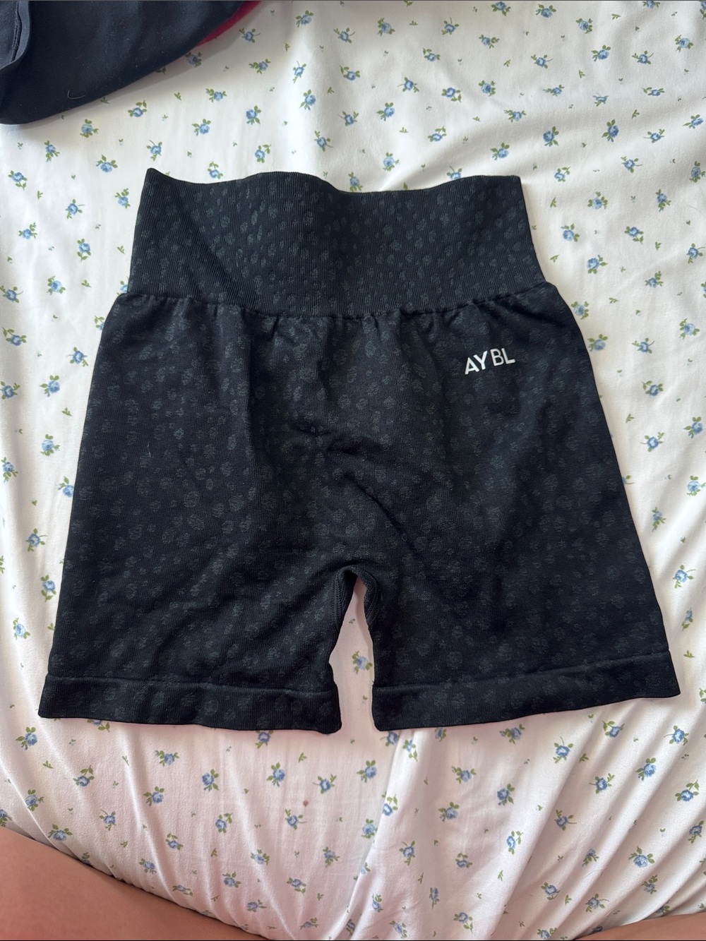 AYBL Black High-Rise Patterned Bike Shorts